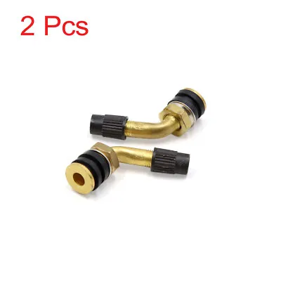 2 Pcs Motorcycle Bent Angled Style Tubeless Tire Brass Stem Valve W Dust Cap • $7.51
