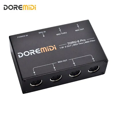 MIDI THRU-6 Pro Box Convert 1 MIDI Input Into 6 MIDI Outputs + USB MIDI Output • $60