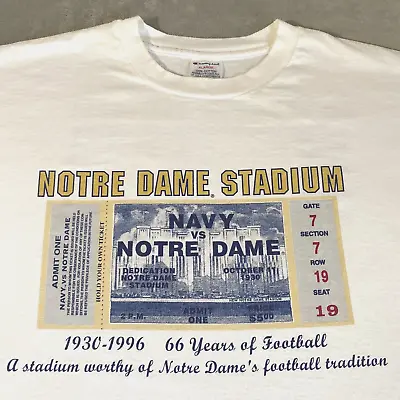 Vintage Notre Dame Football T Shirt Tee Adult Size XL Champion 1990's Ticket VTG • $35