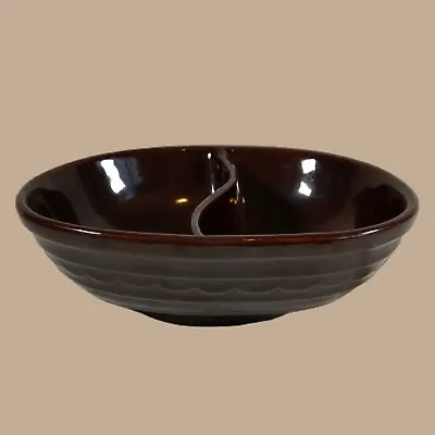 Vintage Marcrest Stoneware Daisy Dot Brown Divided Serving Dish Bowl Ovenproof  • $15.75