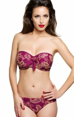 Panache Veronica Ruched Side Brief SW0649 Paisley - Size 8 -xsmall • £6.99