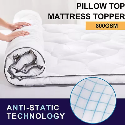 $38.90 • Buy 800GSM Mattress Topper Pillowtop Matress Protector All Size Bed Pad Cover