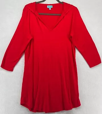 Kahalai Women's 3/4 Sleeve Red-Orange V Neck PullOver Hoodie Size Medium • $19.99