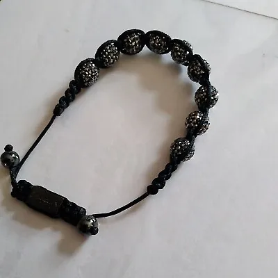 £1 • Buy Shimla Black Crystal Bead Bracelet In Black 