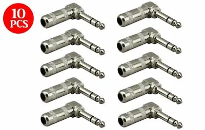 10 X 1/4  Male Right Angle TRS Stereo Audio Cable Plugs 6.35mm Connector Adapter • $20.99