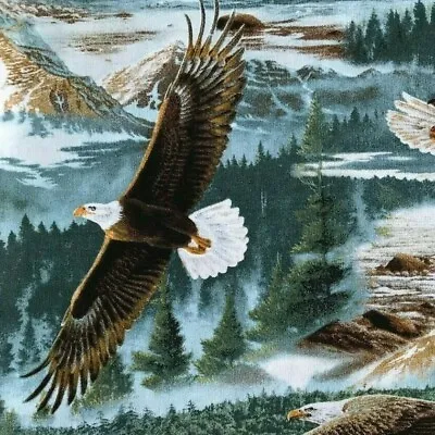 Eagles In Flight - Mountain Scene Quilt Fabric - Fat Quarter • $3.99
