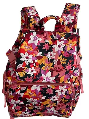 Vera Bradley Utility Backpack Rosa Floral Drawstring Top Buckle Zip Pocket NEW • $59.90