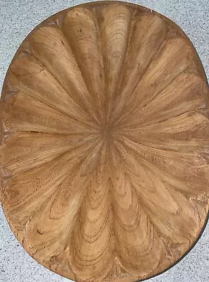 Vintage Large Wooden Scalloped Shaped   Salad / Fruit Bowl - Length ~12  • $24.99