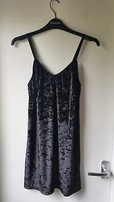 £11.99 • Buy Topshop Womens Black Velvet Cami Dress Size 8