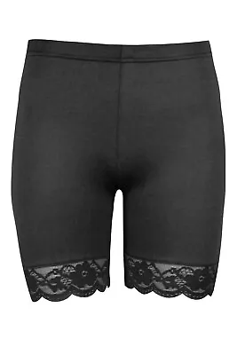 Womens Cycling Shorts Dancing Gym Leggings Active Casual Lace Trim Running Pants • £4.49