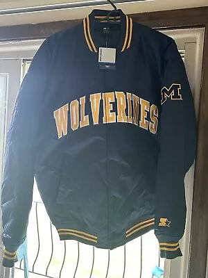 STARTER Michigan Wolverines Satin Varsity Jacket - New With Tag • $80