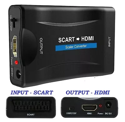 SCART To HDMI Converter Adapter Composite Audio Video Adapter DVD SKYBOX 1080P • £7.99