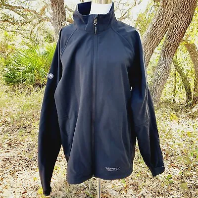 MARMOT Mens Size XXL Jacket Softshell Coat Full Zip Fleece Lined Black Pockets • $20.08