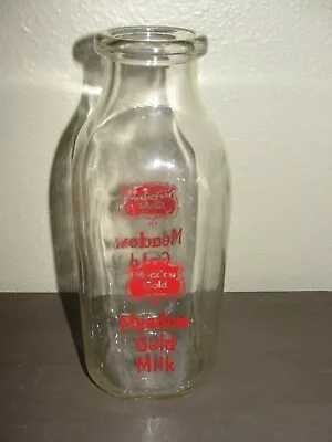 Vintage Meadow Gold Clear Glass 1 Qt Milk Bottle No Chips Or Cracks • $9.99