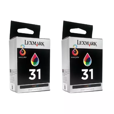 Genuine Lexmark 2 X No 31 Photo Colour Ink Cartridge TWIN PACK - VAT Inc • £14.99