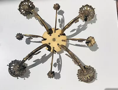 Antique Bronze Chandelier 4 Arms 4 Branches Leaves Flowers Wireway • $149