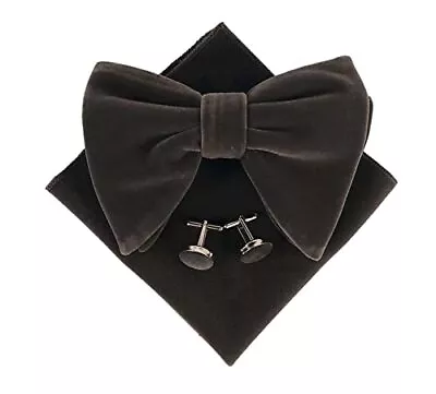 Mens Pre-Tied Oversized Bow Tie Tuxedo Velvet Bowtie One Size Dark Grey • $28.33