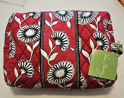 VERA BRADLEY LARGE COSMETIC BAG DECO DAISY  NWT Red Black Zip Makeup Case  • $22.99