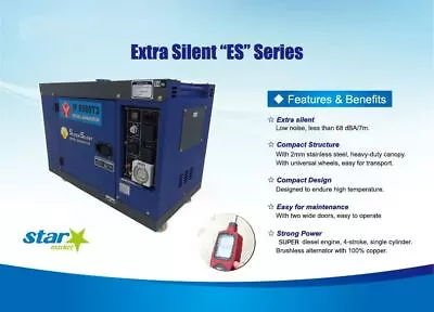 Three Phase 6.5kw 8KVA Extra Slient Diesel Generator Portable Heavy Duty Power • $2786.76