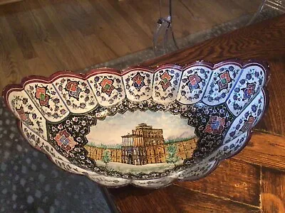 Vintage PERSIAN  Minakari Painted Enamel Metal BOWL “Palace Design Islamic Art • $149.99