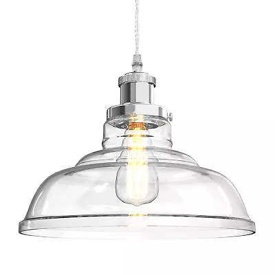 Kitchen Glass Pendant Light Industrial Raindrop Chandelier E27 Chrome 27.5CM • $99.90