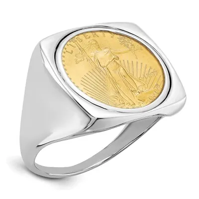 14k White Gold 1/10oz American Eagle Polished Coin Ring • $2370.09