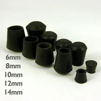 Black Rubber Chair Table Feet Pipe Tubing End  Cover Caps 6 8 10 12 14mm  • £43