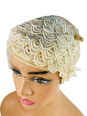 $29.59 • Buy Vintage 1950s 👰Bridal👰 Juliet Cap Hat Bird Cage Net Curvettes