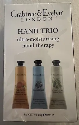Crabtree And & Evelyn Hand Cream Therapy 3 Trio Gift Set Source 75g BN SEALED • £12.05