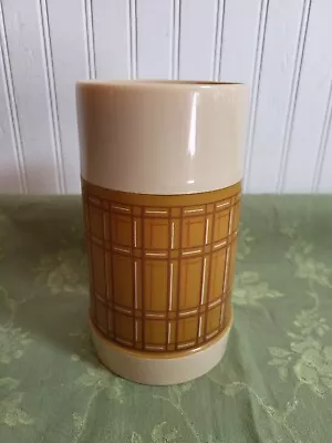 Vintage Aladdin Pint Wide Mouth Vacuum Thermos Brown Plaid Trucker Camping Work • $9.99