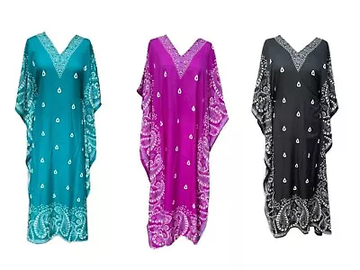  Free Size Plus Size Kaftan Holiday Dress Beach Cover Up Fits 1618202224 • £13.99