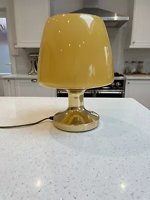 £89.99 • Buy Vintage Glass Mushroom Lamp Table Bedside Light Copper Yellow Modernist Interior
