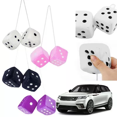 Soft Fluffy Furry Dice Ornamen Car Rearview Mirror Home Hanging Fashion Creative • £2.99