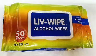 2 X  Liv-Wipe Antibacterial Alcohol Wipes 75% Ethyl Alcohol Sanitiser 50/Pack • $10.90