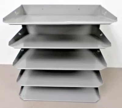 Vintage Hunt LIT-NING 5H Gray Metal Office Desktop 5 Tray File Organizer • $28.95