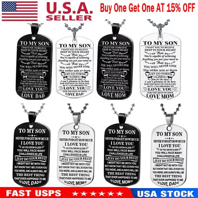 To My Son Daughter Stainless Steel Dog Tag Necklace Mother Father Love Mom Dad • $6.99