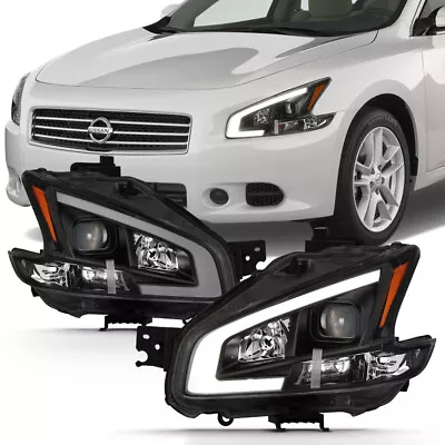 For 09-14 Nissan Maxima BLACK LED Plasma Tube DRL Projector Headlight L+R Lamp • $266.99