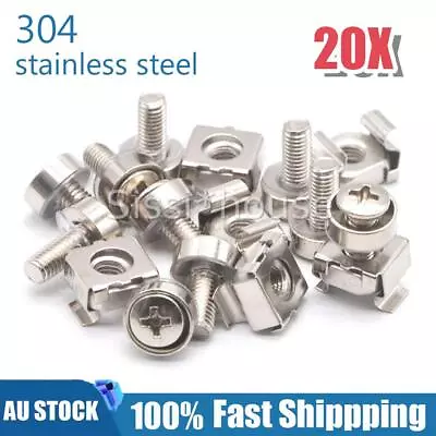 20Pack M6 X 20mm Bolts Screws Set With Cage Nuts & Washers For 19  Rack Mount AU • $13.38
