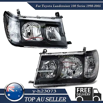 Pair Front Head Lights For Toyota Landcruiser 100 Series 1998-2005 Altezza Black • $227.50