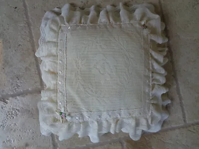 Vintage Lace Throw Accent Pillow Taiwan Ivory Cream Cotton Poly Blend • $5