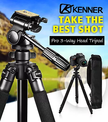 $69.95 • Buy Kenner Camera Tripod Stand DSLR Mount Phone Holder Remote Shutter 3 Way Pan Head