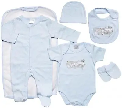 Baby Boys Layette Clothing Gift Set 5 Piece 'Little Prince' Blue 0-3 3-6 Months • £17.99