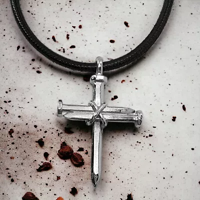 3 Nail Cross Necklace Rhodium Bling Finish (lc87brhd) • $12.99