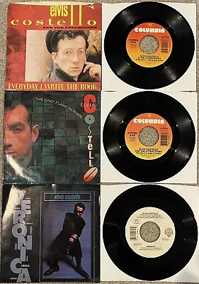 Lot 3 Elvis Costello US 45s W/pic Sleeves; Everyday…Only Flame…Veronica VG+ EX • $18