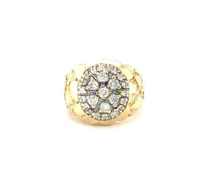 MEN’S YELLOW GOLD NUGGET & DIAMOND RING 1.00 CARAT Ct Natural Diamond SIZE 10.25 • $1499.99