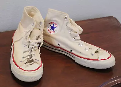 Vintage 60s CONVERSE Chuck Taylor All Star Blue Label White 70s Size 8? USA RARE • $395