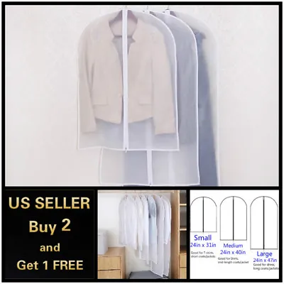 2pcs Dustproof Clothes Garment Suit Dress Jacket Storage Bag Cover Travel Coat • $6.99