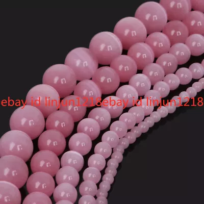 Natural 6/8/10/12mm Pink Mexican Opal Gemstone Loose Beads 15'' • $3.99