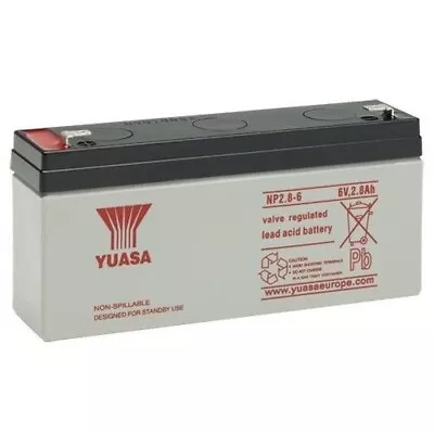 £18.80 • Buy NP2.8-6 Yuasa 2.8Ah 6v Valve Regulated Lead-Acid Rechargeable Battery 