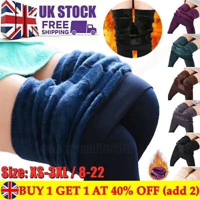 £7.99 • Buy Ladies Leggings Thermal Waist Warm Extra Thick Fleece Fitness Trousers Winter.UK